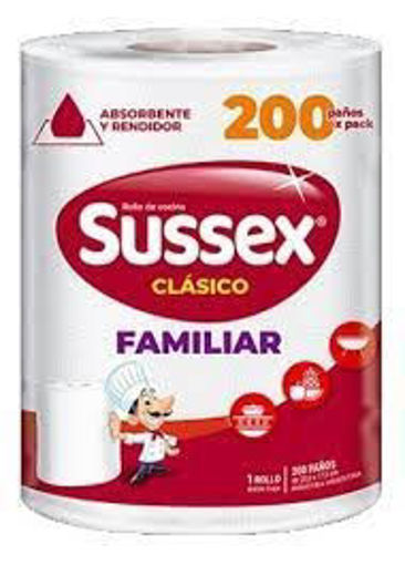 Imagen de TOALLA COCINA SUSSEX CLASICO ROLLO 200 HOJAS DOBLE (12 UNI)