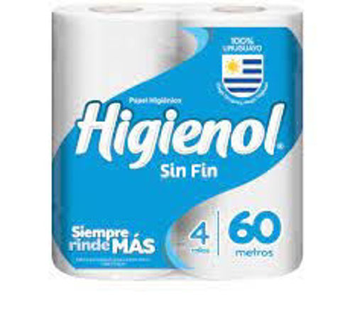 Imagen de PAPEL HIGIENICO HIGIENOL SIN FIN PLUS 60X4 ROLLOS (12 UNI)